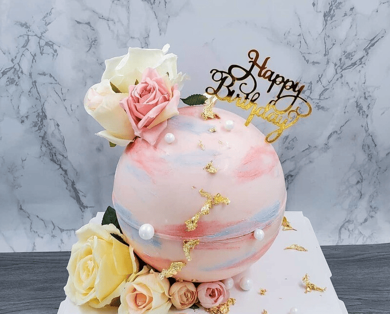 粉紅雲石扑爆蛋糕